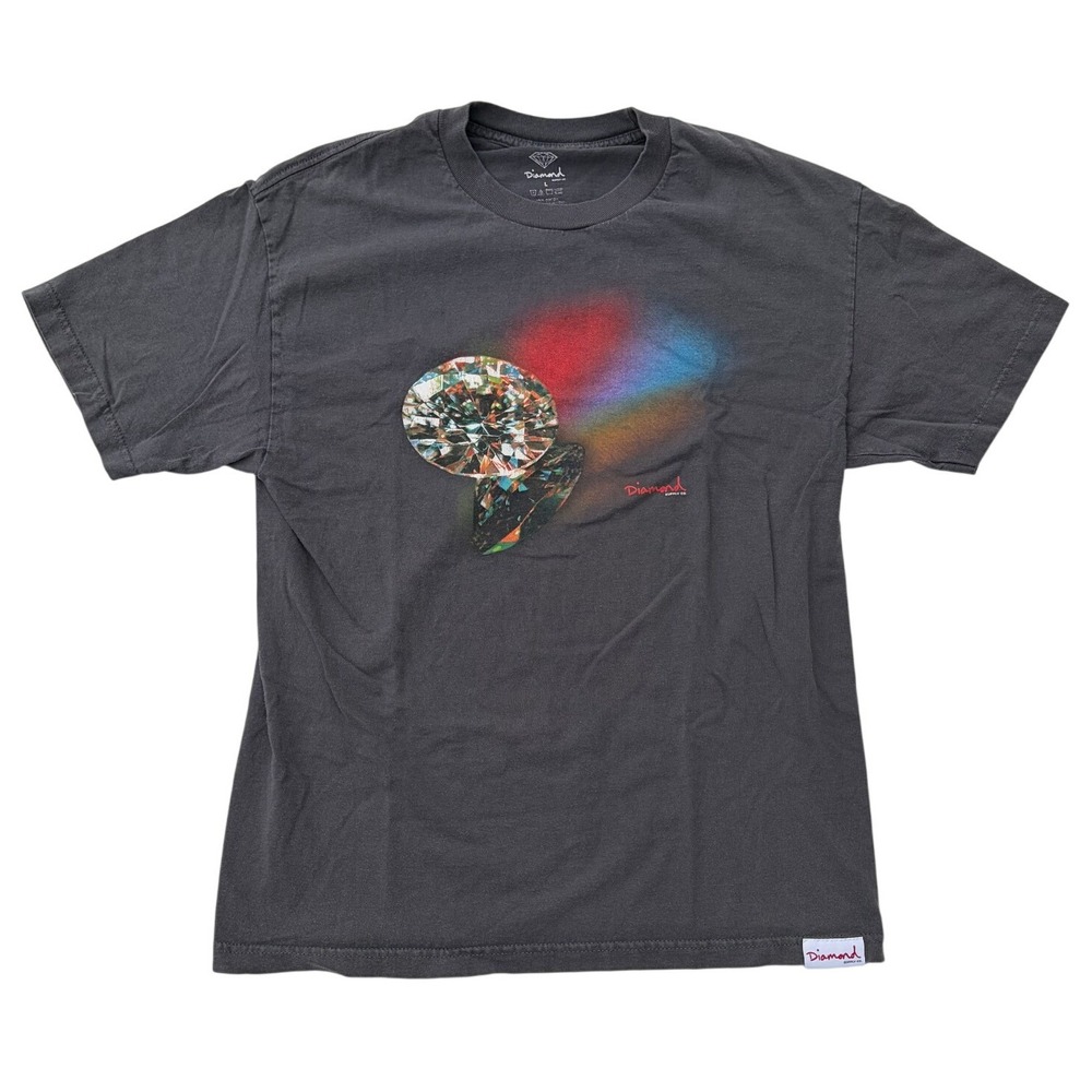 Diamond Supply Co Mens Graphic T-Shirt Charcoal Gray‎ Prism Diamond USA Made